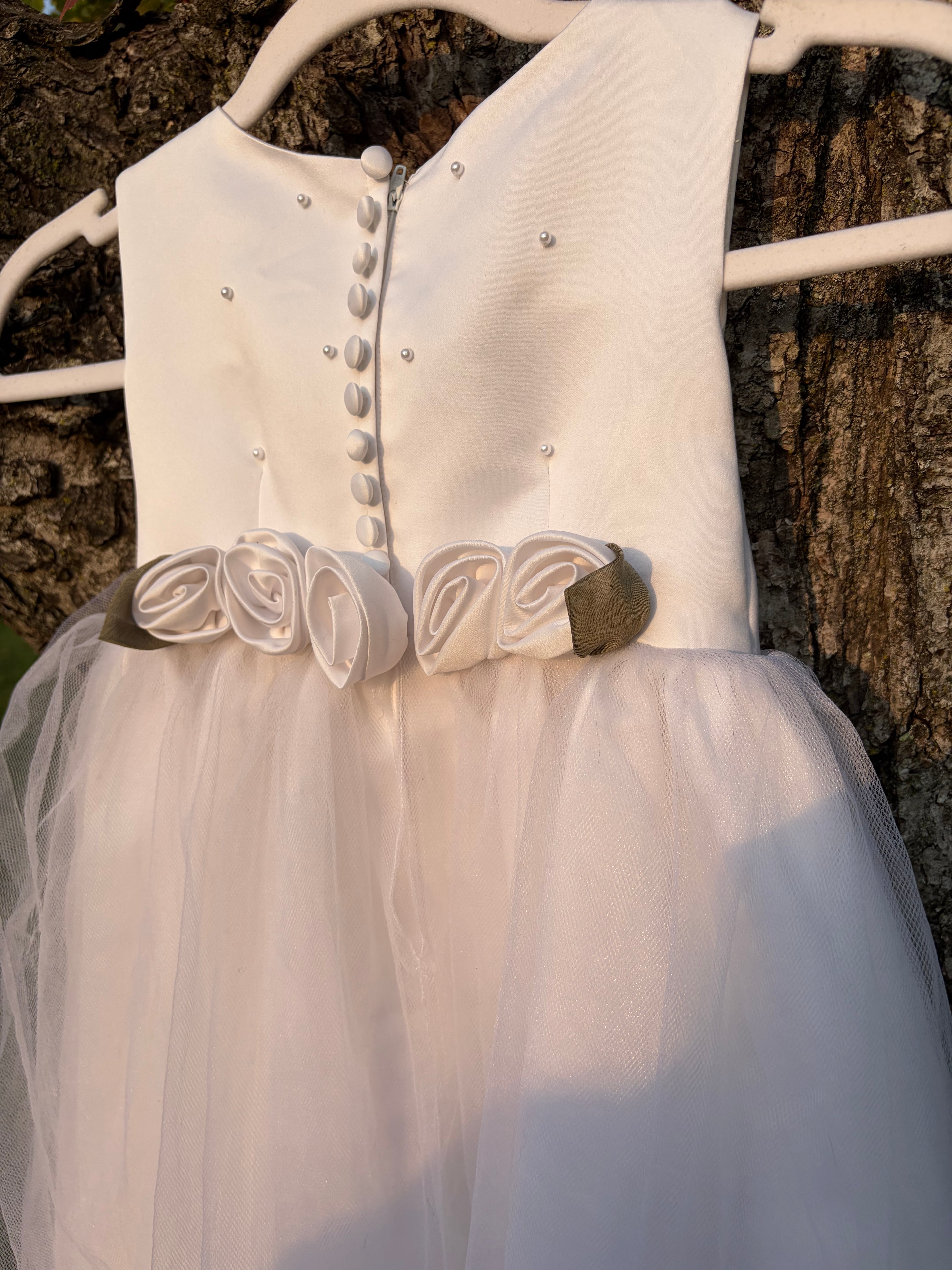 The Sweetie Collection Ivory Satin & Tulle Flower Girl Dress - Size 4