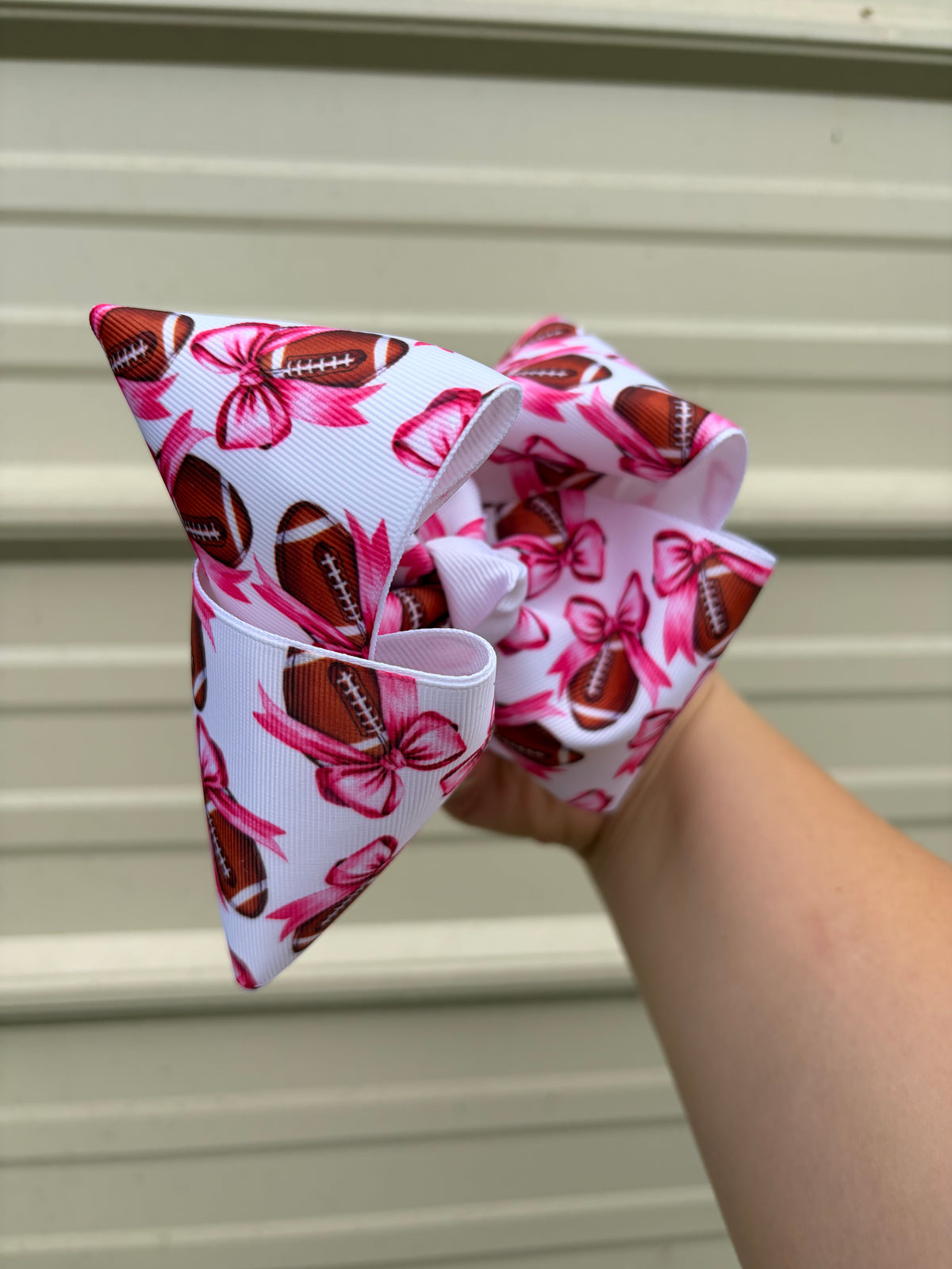Pink Football & Bows Hair Bow | 5”