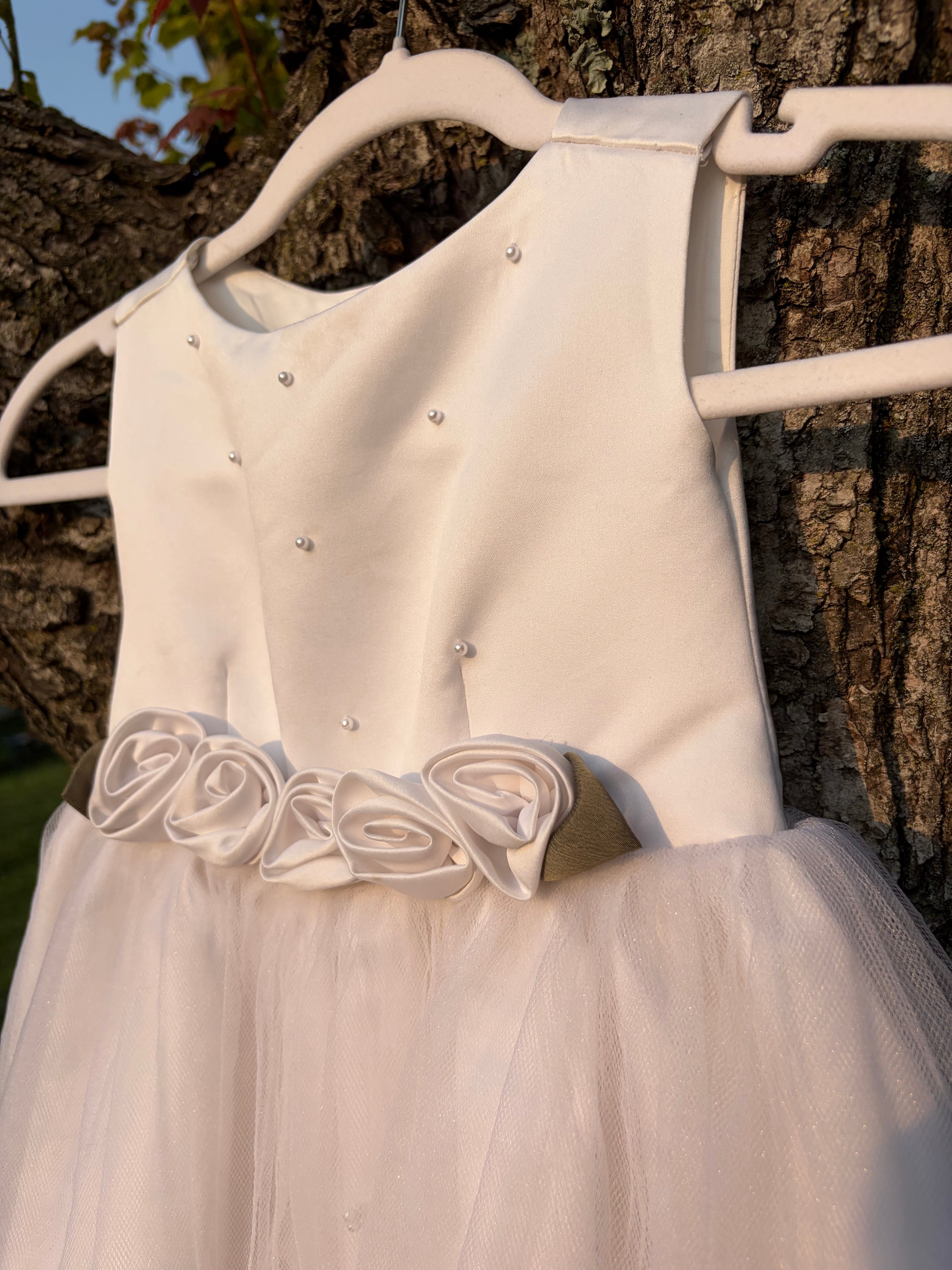 The Sweetie Collection Ivory Satin & Tulle Flower Girl Dress - Size 4