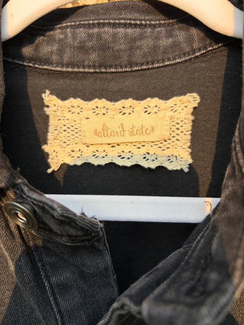 Altar'd State Acid Wash Black Denim Shortall Romper