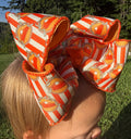 Fall Pumpkin Pie Orange & White Striped Boutique Hair Bow