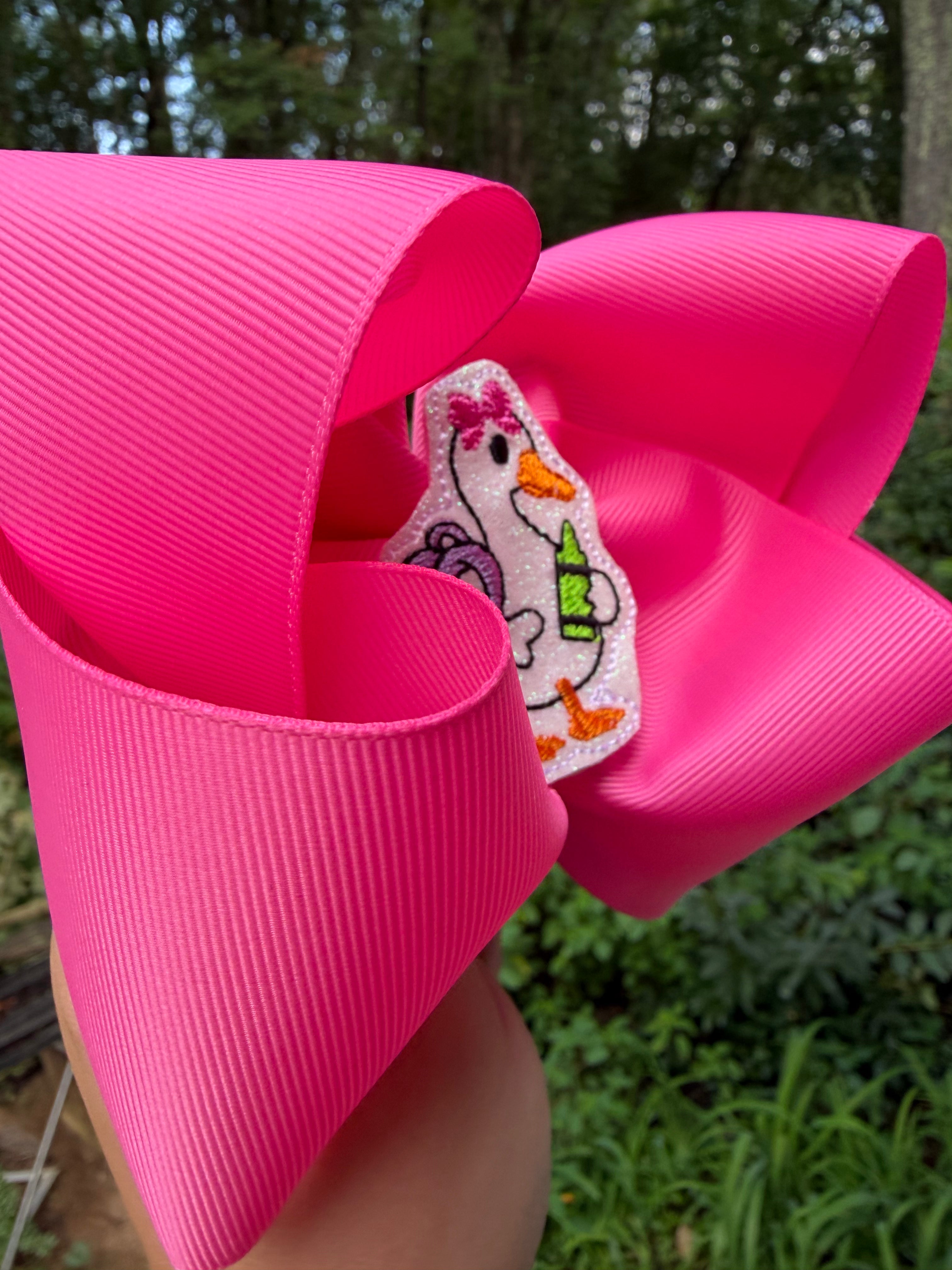 Hot Pink Back To School Goose 5 Inch Bow